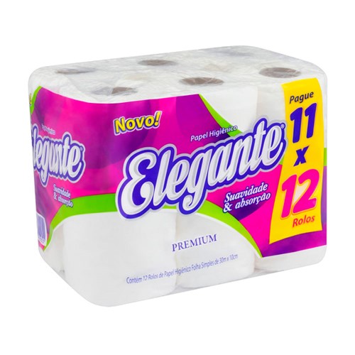 Papel Higiênico Elegante Folha Simples 30 Metros Leve 12 pague 11