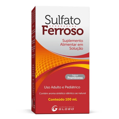 Sulfato Ferroso Solução Oral Gotas Framboesa 100mL Globo