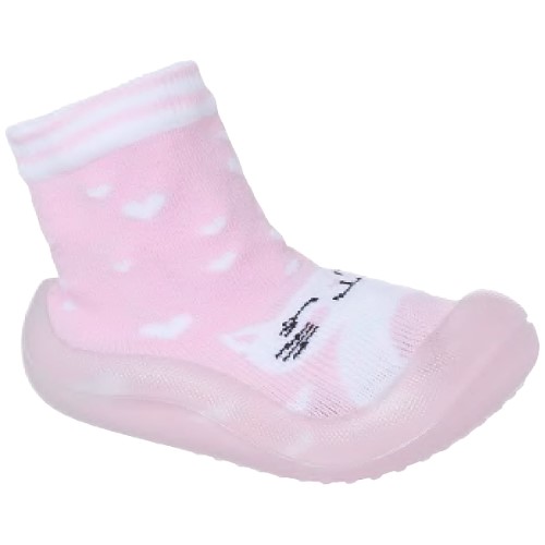 Meia c/ Sola para bebê Gatinha Rosa - Keto Baby 