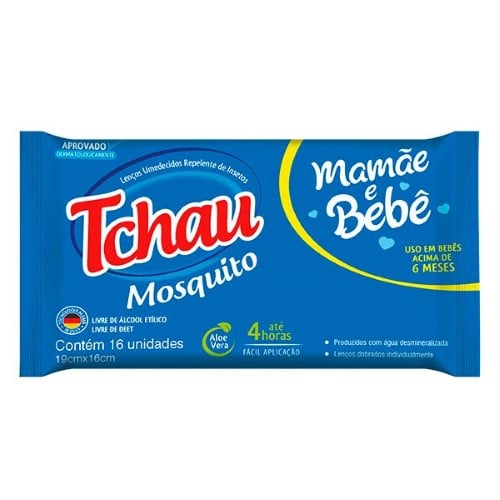 Lenço Umedecido Repelente Xô Mosquito Mamãe E Bebê Com 16 Unidades