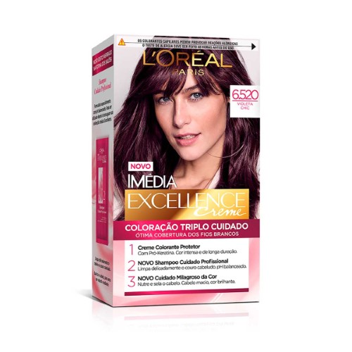 Tintura Permanente Imédia Excellence Creme 6.520 Violeta Chic com 1 Unidade
