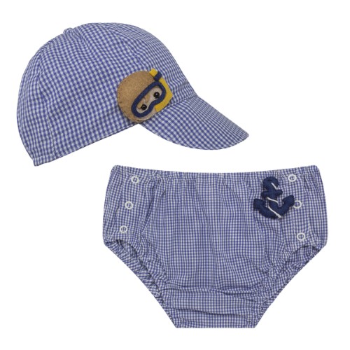 Conjunto de banho para bebê Sailor: Cobre Fralda + Boné - Roana 