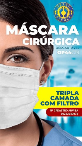 Máscara Cirúrgica Tripla com Filtro - 50un - Ortho Pauher
