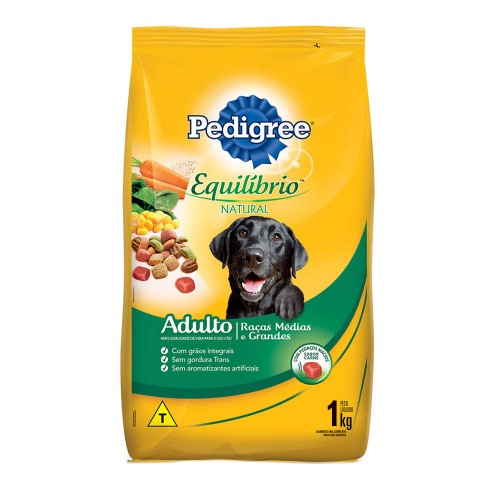 Ração para Cães Pedigree Equilíbrio Natural Adultos Raças Médias e Grandes 1kg