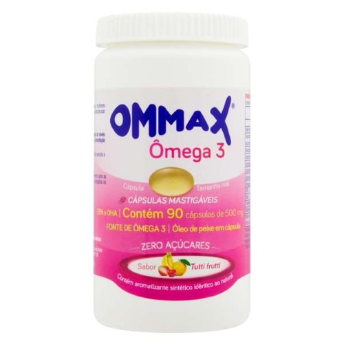 Suplemento Alimentar Ommax Ômega 3 Sabor Tutti-Frutti com 90 cápsulas