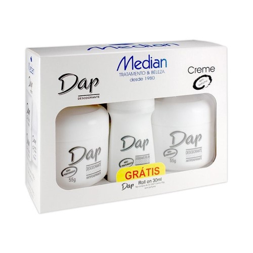 Desodorante Dap Creme Sem Perfume Masculino 55g 2 unidades + Desodorante Dap Roll On 30ml Grátis