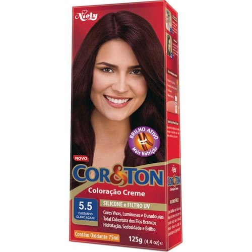 Tintura Cor&Ton Niely 5.5 Castanho Claro Acaju com 1 Unidade
