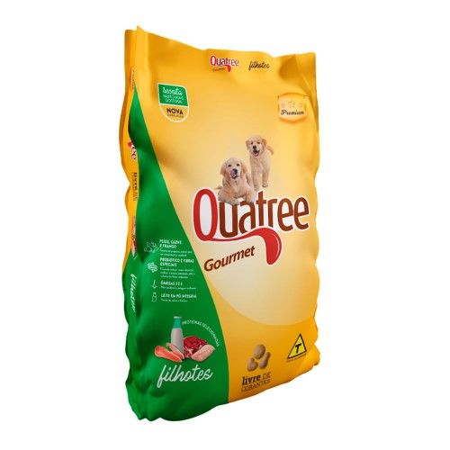 Ração Quatree Gourmet para Cães Filhotes Sabor Peixe, Carne e Frango 1Kg