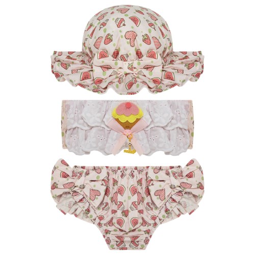 Conjunto de banho para bebê Ice Cream: Biquini + Chapéu - Roana
