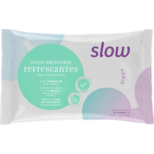 Lenços slow 16un maos e rosto refrescante