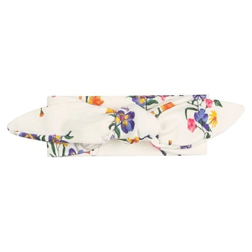 Faixa de Cabelo Laço & Nózinho em suedine Flores Off White - Up Baby