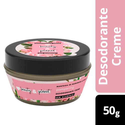 Desodorante Creme Beauty & Planet Pampering Manteiga de Murumuru e Rosa com 50g