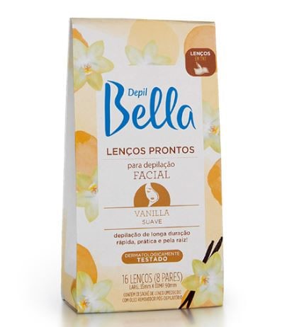 Lenços Prontos Faciais Depil Bella Vanilla Com 16 Unidades