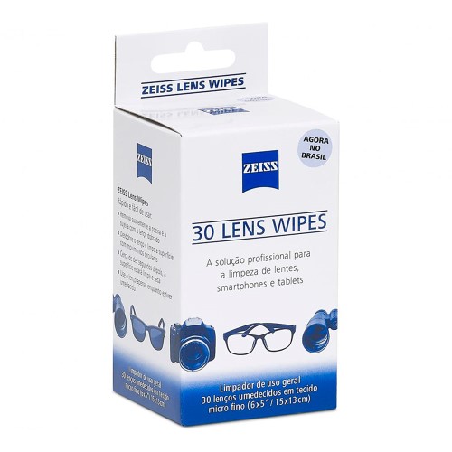 Lenços Umedecidos Lens Wipes Zeiss Limpeza de Lentes 30 Unidades