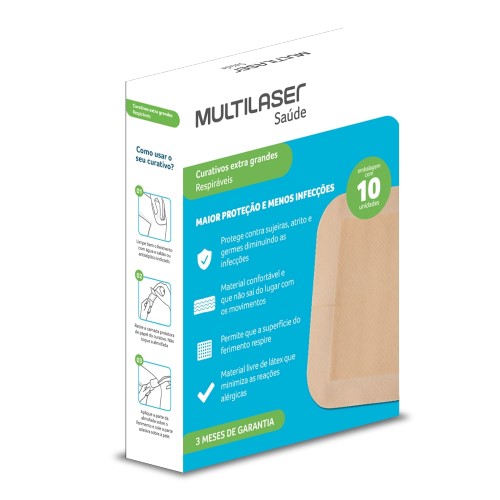 Curativo Extra Grande - Caixa Com 10 - Multilaser Saúde - HC497