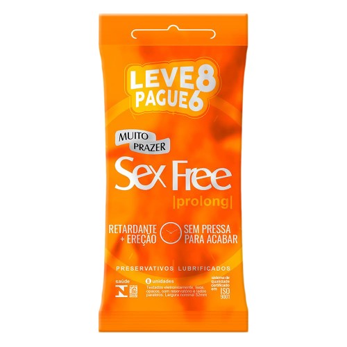 Preservativo Sex Free Prolong Leve 8 Pague 6