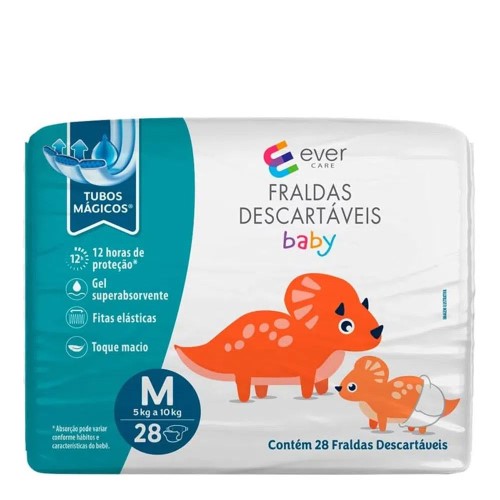 Fralda Descartável Ever Care Baby M 28 Unidades