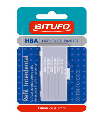 Refil para Escova Interdental Bitufo Cilíndrico 3mm 6 Unidades