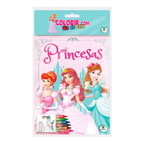 Livro Infantil Colorir com Giz de Cera Princesas