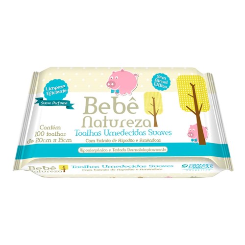 Lenço Umedecido Bebê Natureza Suave Perfume Azul com 100 Unidades