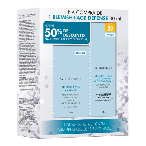 Blemish + Age Defense SkinCeuticals Sérum 30ml e Leve com 50% de Desconto Blemish + Age UV Defense FPS 50 40g