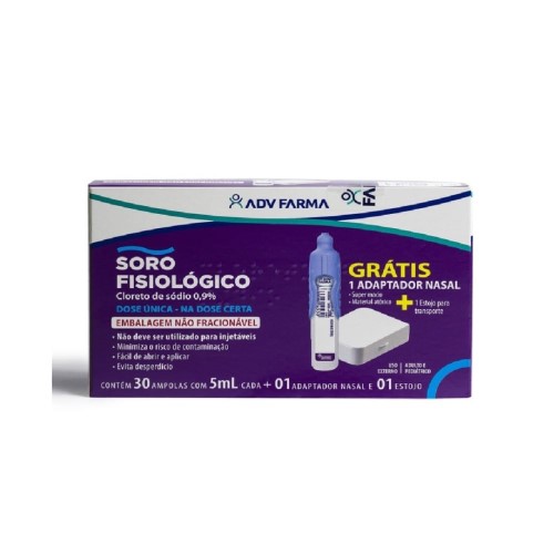 Soro Fisiológico 0,9% 30 Ampolas 5ml + 1 Adaptador Nasal