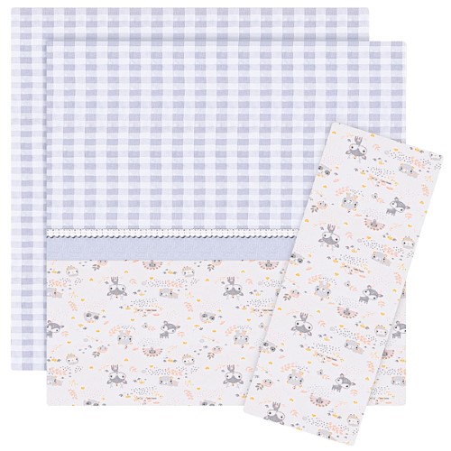 Jogo de lençol para berço em tricoline 150 Fios Animais Cinza - Fisher Price