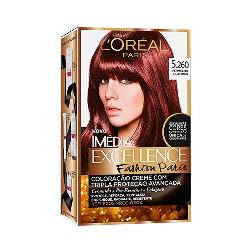 Tintura Permanente Imédia Excellence Creme 5260 Vermelho Glamour com 1 unidade