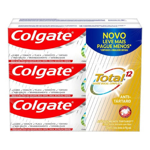 Pasta de Dente Colgate Total 12 Anti-Tártaro 6 unidades com 90g cada