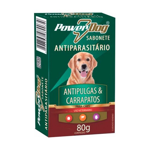 Sabonete Antiparasitário Para Cães Powerdog Antipulgas e Carrapato 80g