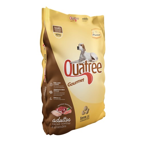 Ração para Cães Quatree Gourmet Adultos Raças Médias e Grandes Livre de Corantes 3Kg