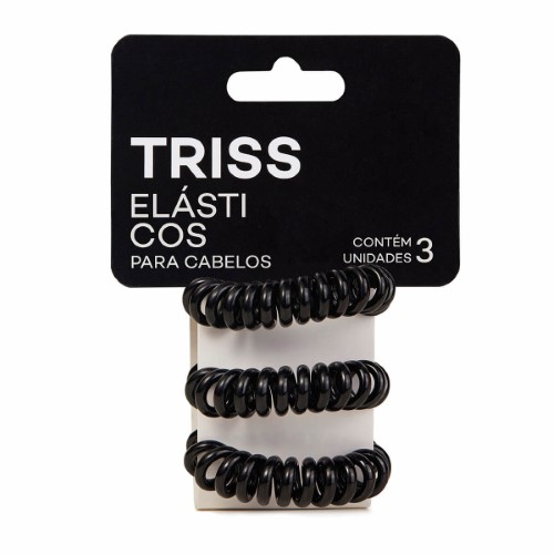 Elástico em Mola para Cabelo Triss/Needs Cor Preta Tamanho P com 3 Unidades