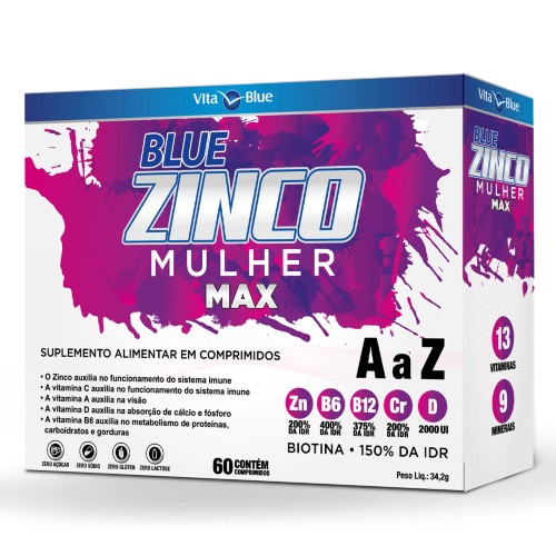 Suplemento Alimentar Zinco Max Mulher 60 Comprimidos