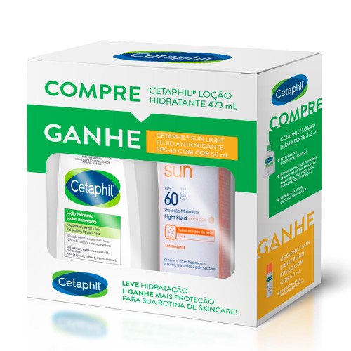 Loção Hidratante Cetaphil 473ml + Protetor Solar Cetaphil Sun Light Fluid Fps60 Com Cor 50ml