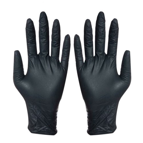 Luva Nitrilica para Procedimentos Bompack Preta Descartável Sem Pó Tamanho P 100 Unidades