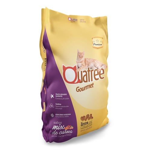 Ração para Gatos Adultos Quatree Gourmet Sabor Mix de Carnes 1Kg