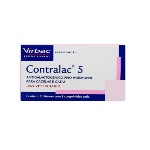 Contralac 5 para Cadelas e Gatas Uso Veterinário com 16 Comprimidos