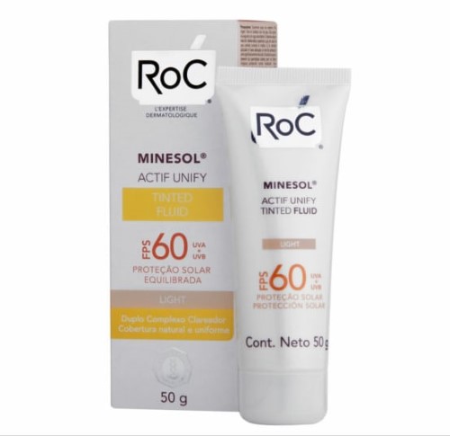 Protetor Solar Facial Roc Minesol Actif Unify Tinted Fluid Light FPS60 50g