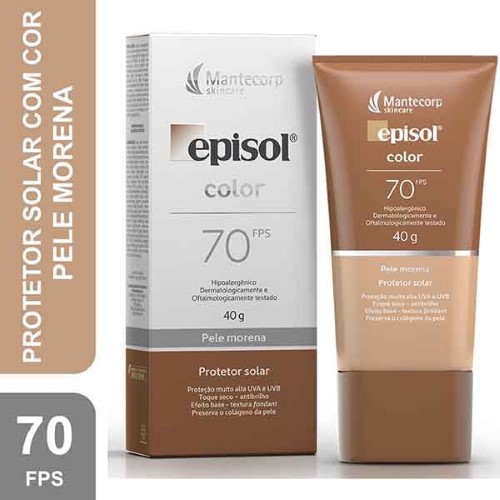 Protetor Solar Facial Episol Color Pele Morena FPS 70 40g