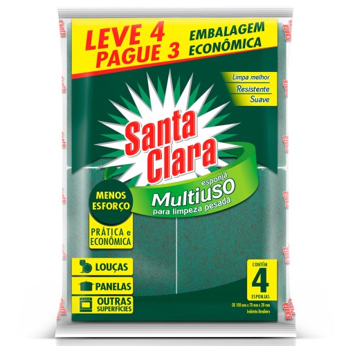 Esponja Limpeza Dupla Face Santa Clara Leve 4 pague 3