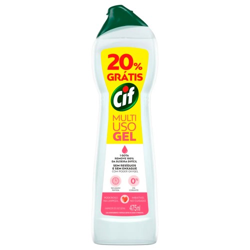 Limpador Multiuso Cif Gel 475ml 20% Grátis