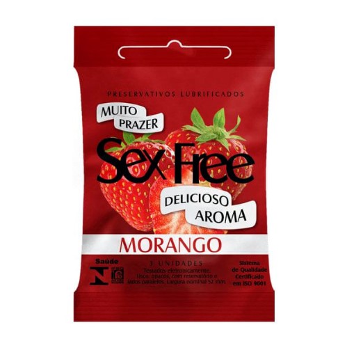 Preservativo Sex Free Morango com 3 Unidades