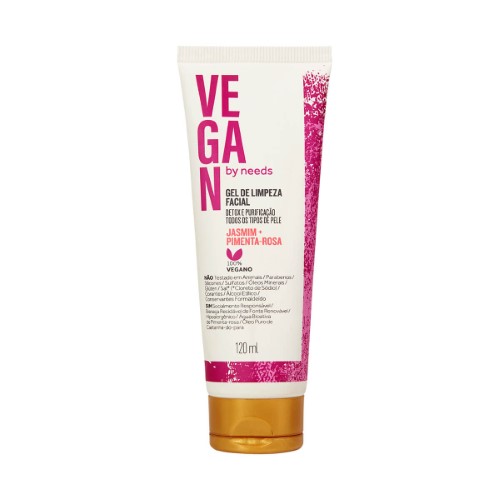 Gel de Limpeza Facial Vegan by Needs Jasmim e Pimenta Rosa com 120ml