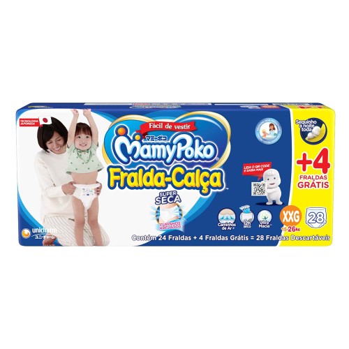 Fralda Calça MamyPoko Super Seca Jumbo Tamanho XXG 24 + 4 Unidades