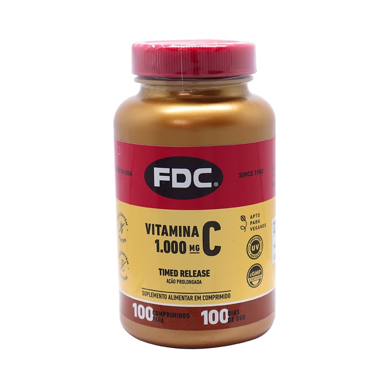 Vitamina C Vegana FDC Ação Prolongada 1000mg 100 Comprimidos