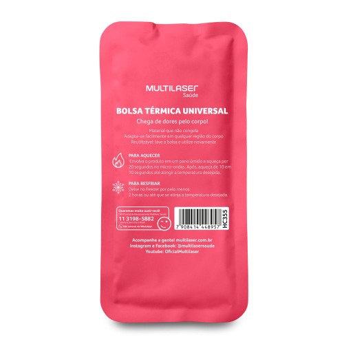 Bolsa Térmica de Gel - Rosa - Multilaser Saúde - HC355