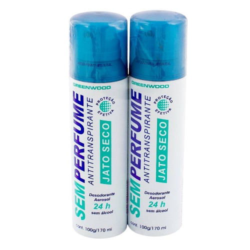 Desodorante Greenwood Sem Perfume Aerosol Jato Seco Antitranspirante 24h 2 Unidades 170ml cada