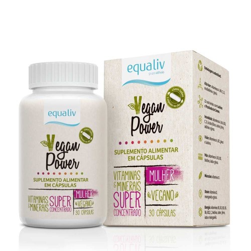 Suplemento Alimentar Equaliv Vegan Power Mulher com 30 Cápsulas