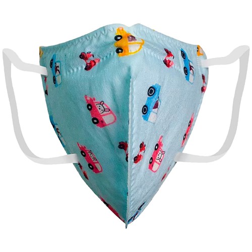 Máscara KN95 Infantil Pinnai - Estampa Carrinhos - 5 Camadas - 02 Unidades