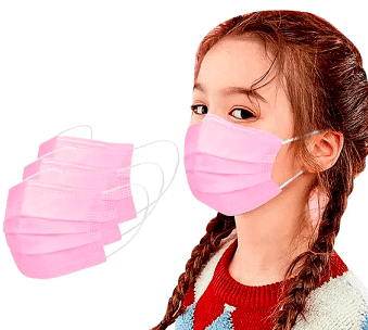 Máscara Cirúrgica Infantil Rosa com elástico 50 unidades